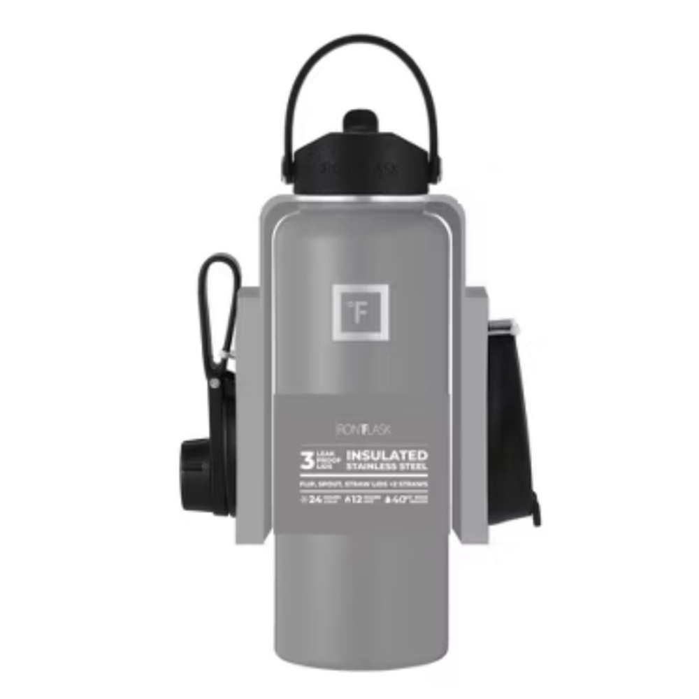 IRON FLASK 40oz Wide Mouth Sports Water Bottle -3 Lids, Leak Proof Double Walled